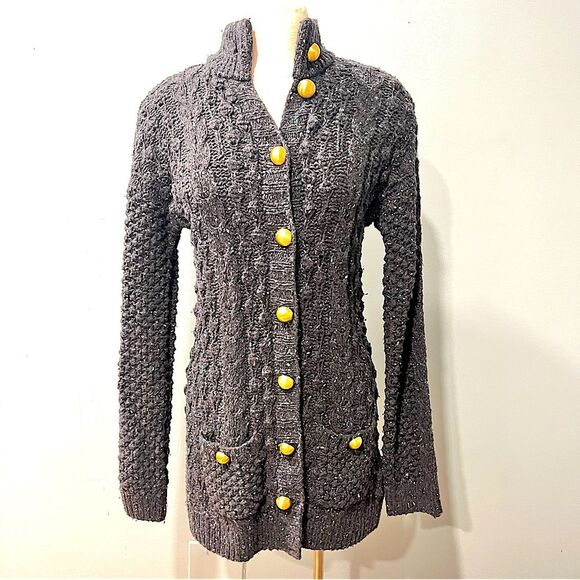 Juicy Couture Wool/Cashmere Chunky Marled Cable Knit Long Cardigan Size Small - Picture 1 of 8